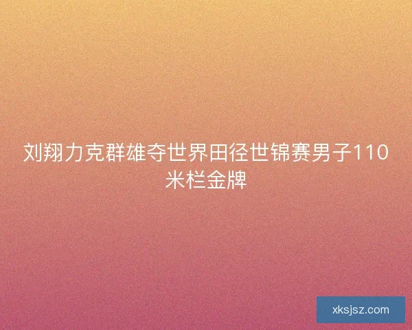 刘翔力克群雄夺世界田径世锦赛男子110米栏金牌