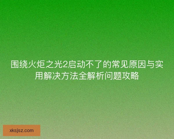 围绕火炬之光2启动不了的常见原因与实用解决方法全解析问题攻略