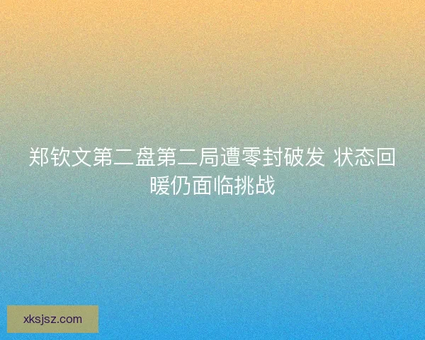 郑钦文第二盘第二局遭零封破发 状态回暖仍面临挑战
